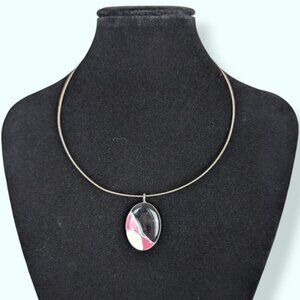 (2/$20) Twisted Cable Enamel Pendant Necklace